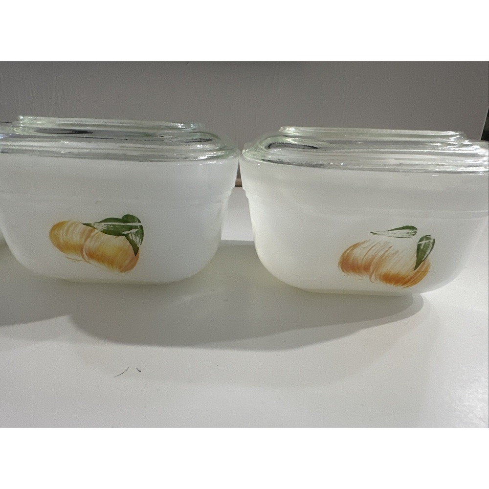 VTG Fire King Fruit Small Refrigerator Dish with Cover USA Hand Painted 4" Glass - Picture 6 of 16